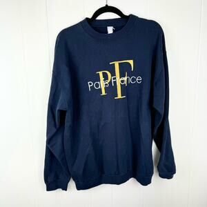 Vintage Paris France Crewneck Sweatshirt Navy Blue Embroidered